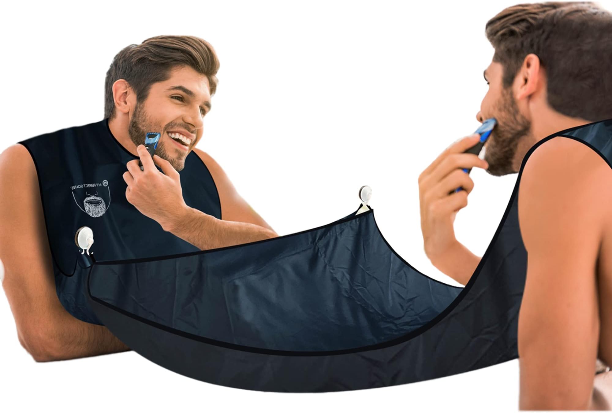 My Perfect Goatee-Shaving Beard Bib | Grooming Cape Apron with 2 Suction Cups for Mirror