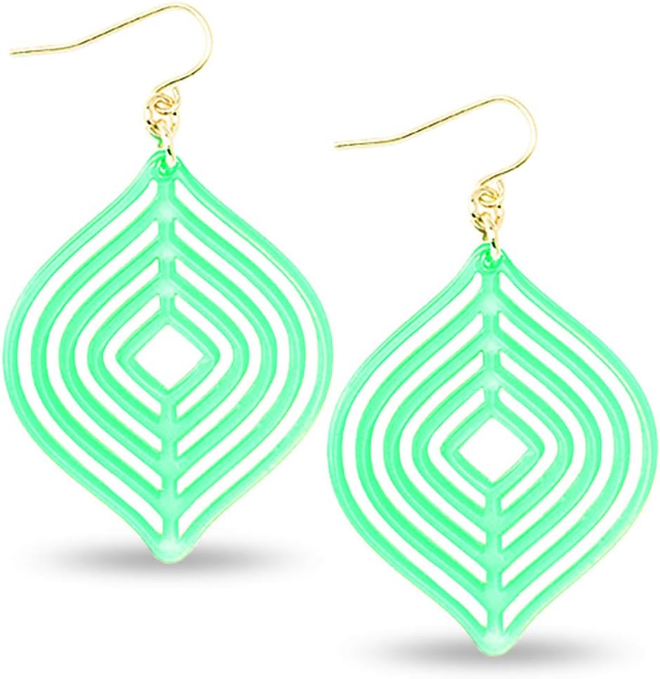 ZENZII Acrylic Earrings Resin Layered Leaf Drop Dangle Earrings with Gold Post fasion gift for Women