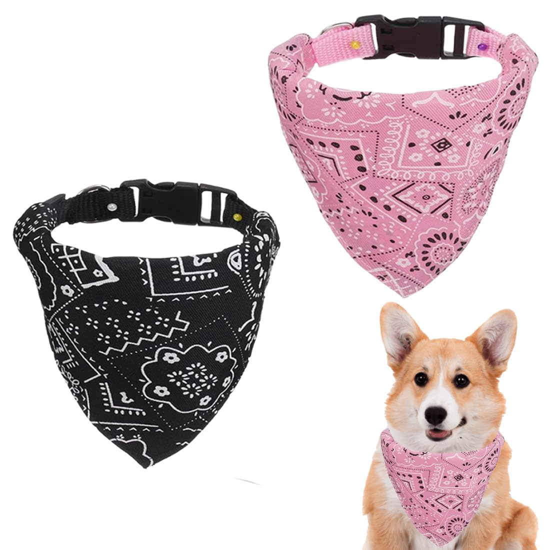 WeddHuis 2 Pezzi Bandana per Cani, Bandana con Collare, Triangolo per Cani, Bandana Regolabile per Cuccioli e Cani di Piccola e Grande Taglia (M)