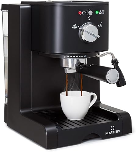 KLARSTEIN Passionata Rossa - Máquina de café expreso y capuchino, 15 barras de presión, espumador de vapor para espumar leche y preparar bebidas