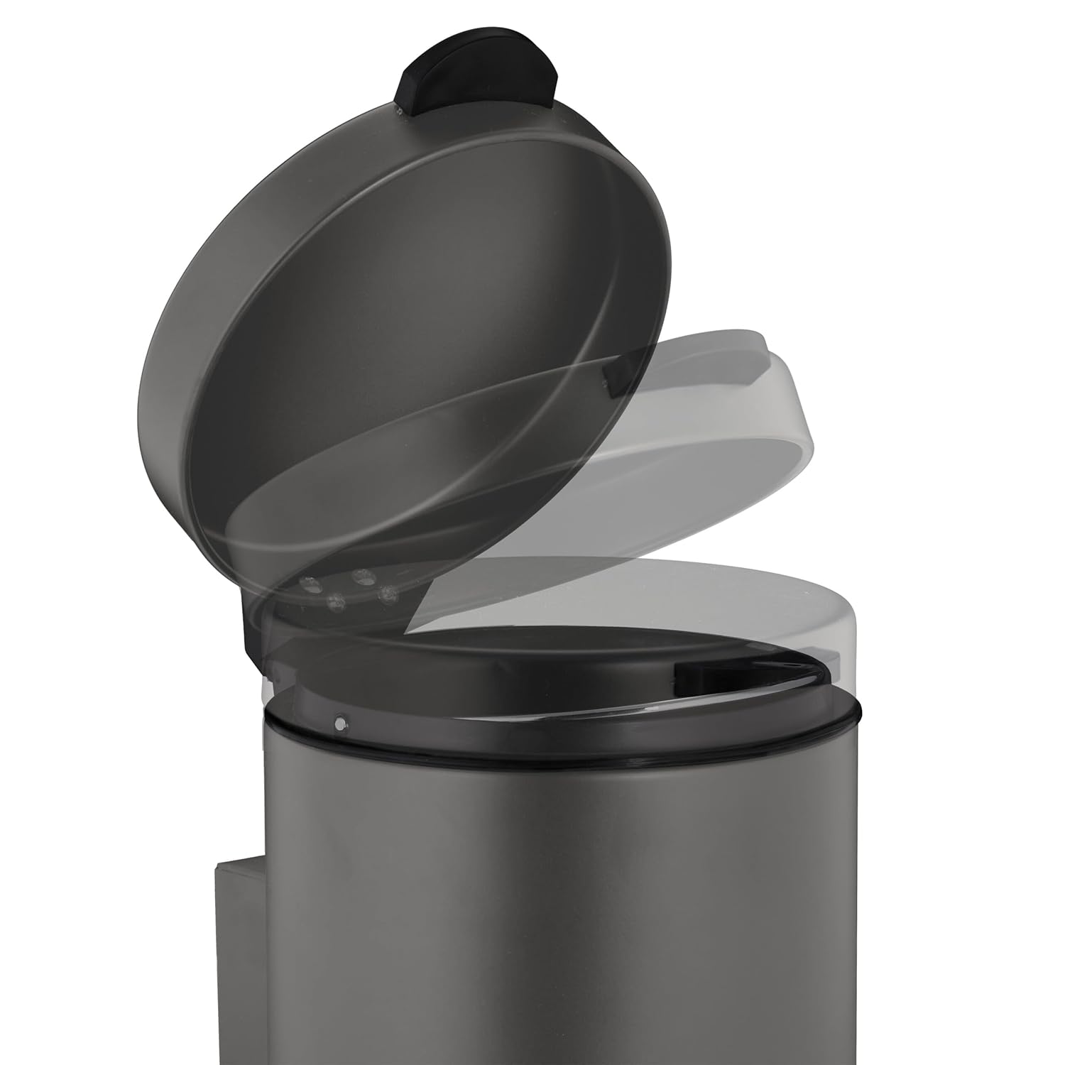 Relaxdays Cosmetic Bin Wall Mounted 3L Soft Close Inner Bucket Stainless Steel Round Bathroom Trash Can Grey