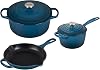 Le Creuset Enamel Cast Iron Signature Cookware Set, 5-Piece, Deep Teal