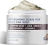 Coffee Face Scrub Exfoliator, Gentle Facial Scrub Exfoliator with AHA, BHA, Malic, Blackhead Remover & Body Smoothing, 4.23 fl.oz/120g