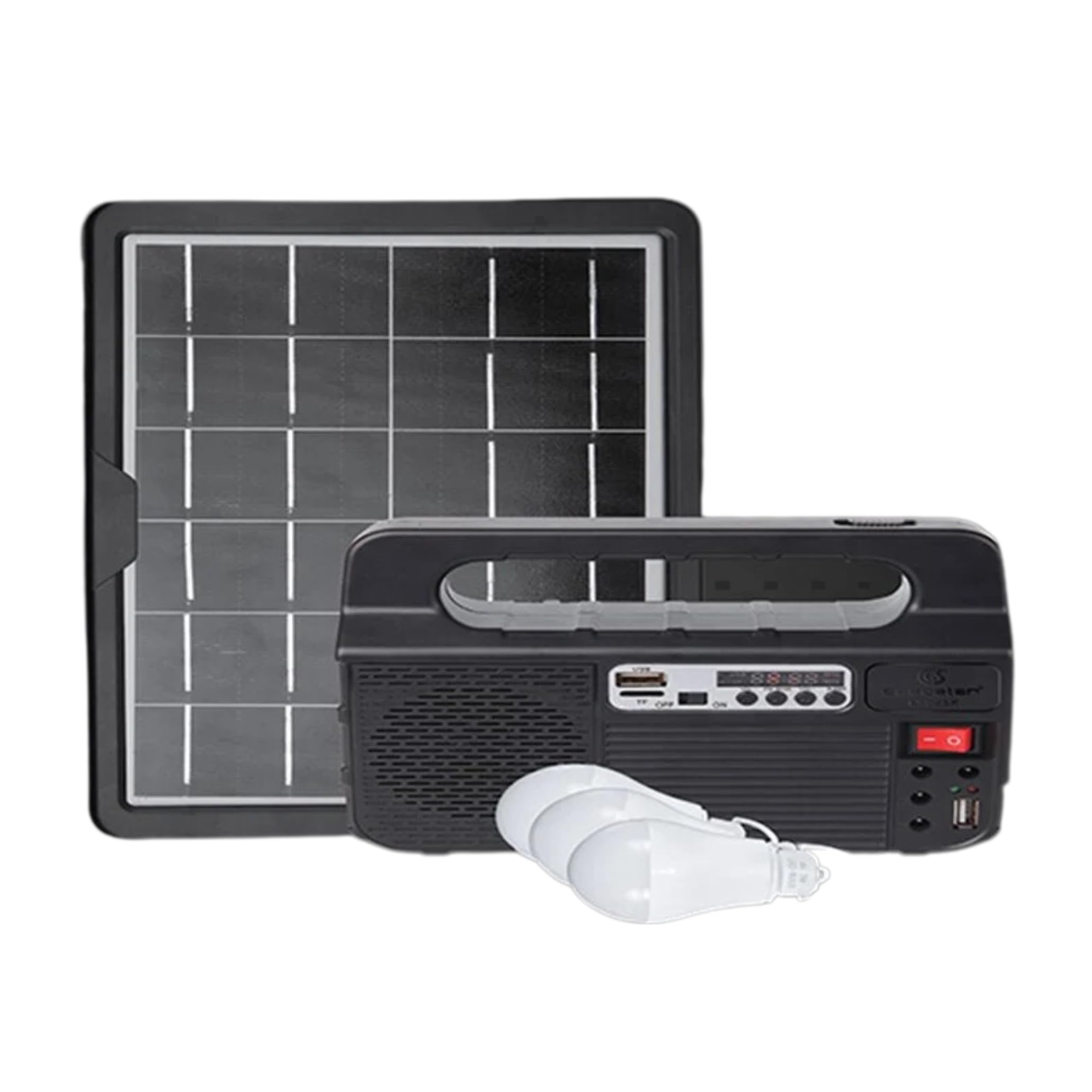 Drumstone Solar Emergency Light with 3 LED Bulbs, 6600mAh Rechargeable Solar Home Lighting System, Mobile Charging, FM Radio, MP3 Player & 8W Solar Panel for Home, Camping & Power Cut Use-image-26
