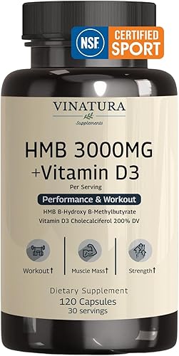 HMB 3000mg y vitamina D3 cápsulas de suplemento por porción. Fabricado y probado en Estados Unidos* promueve el crecimiento muscular y la disponible en Yaxa Guatemala