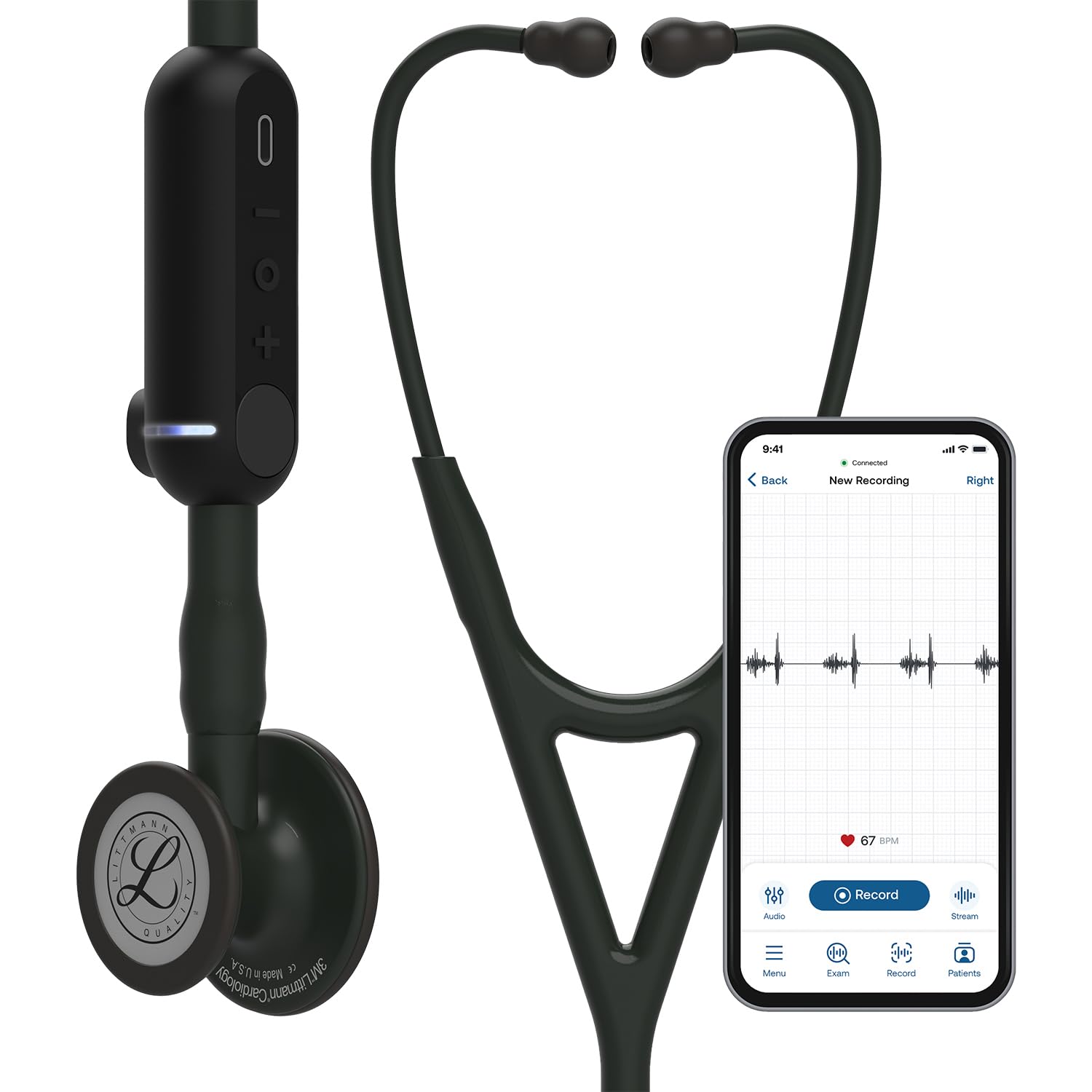 3m littmann 3M Littman® CORE Digital Stethoscope, Black Chestpiece, Tube, Stem and Headset, 27 inch, 8480-picture-23