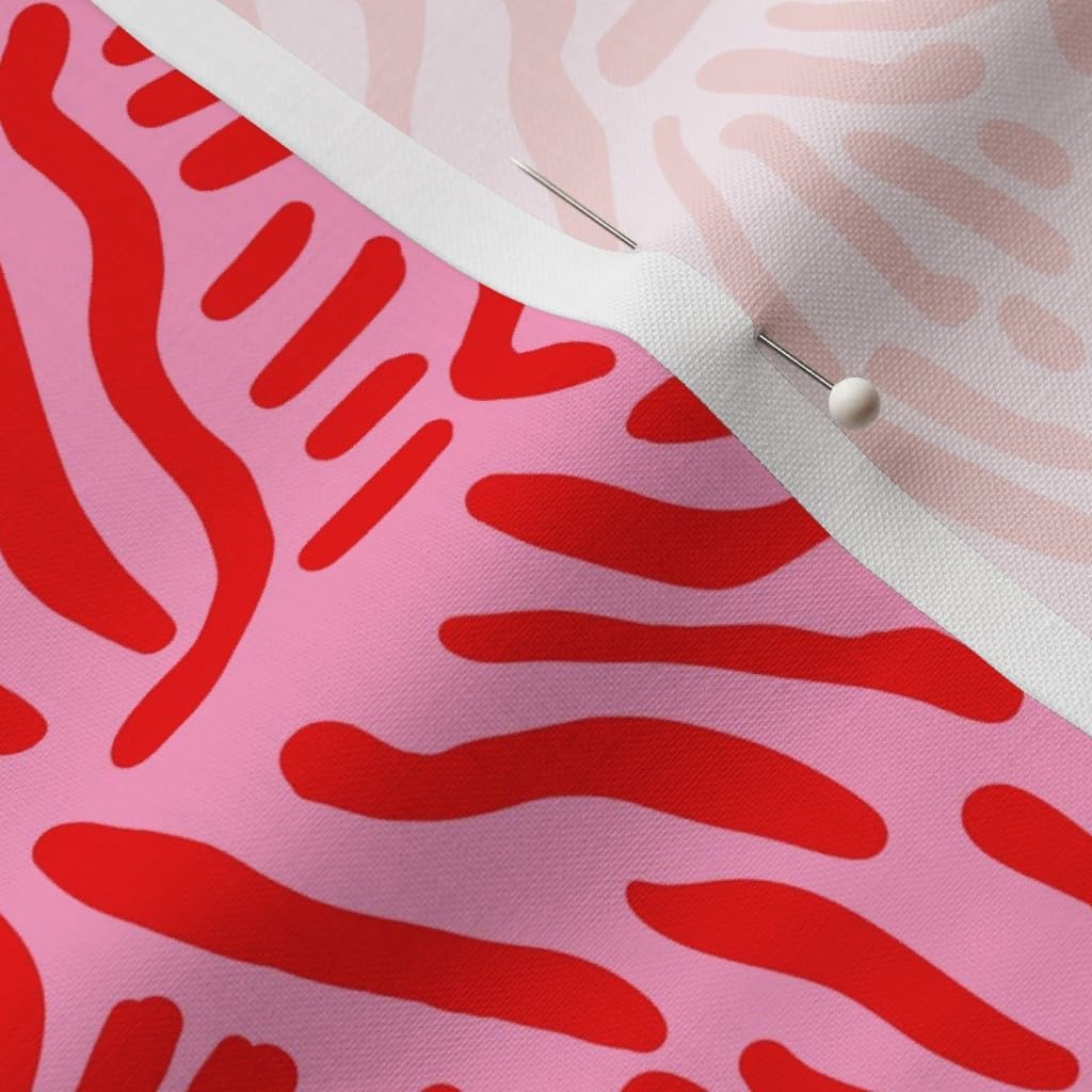 Spoonflower Fabric - Abstract Shapes Lines Modern Animal Print Red Pink Stripes Tiger Printed on Petal Signature Cotton Fabric Fat Quarter - Sewing Quilting Apparel Crafts Decor