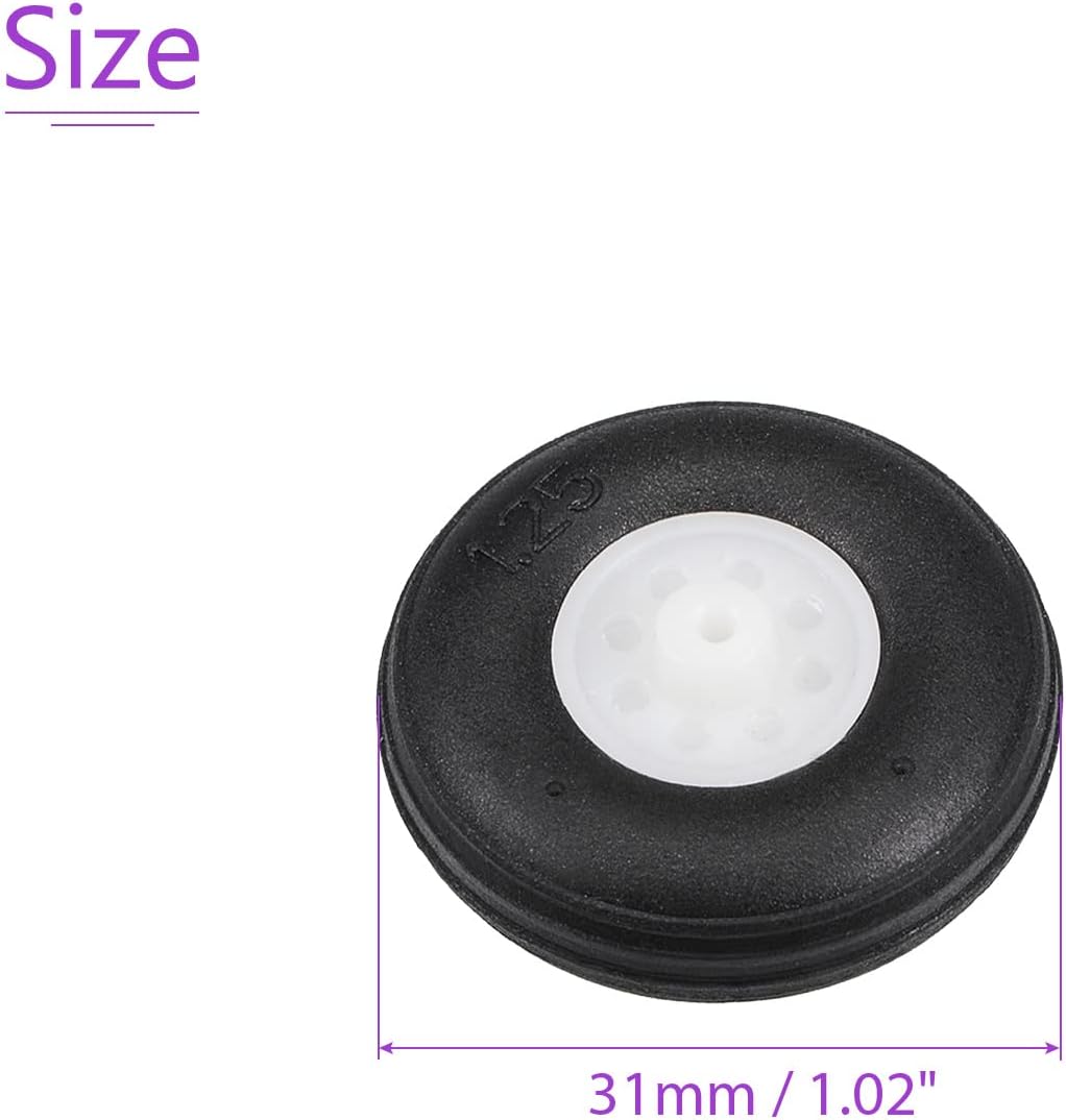 DMiotech 2 Pack 1.25 Inch PU Sponge Wheels RC Airplane Tire with Hub for RC Car Model Ship DIY Project