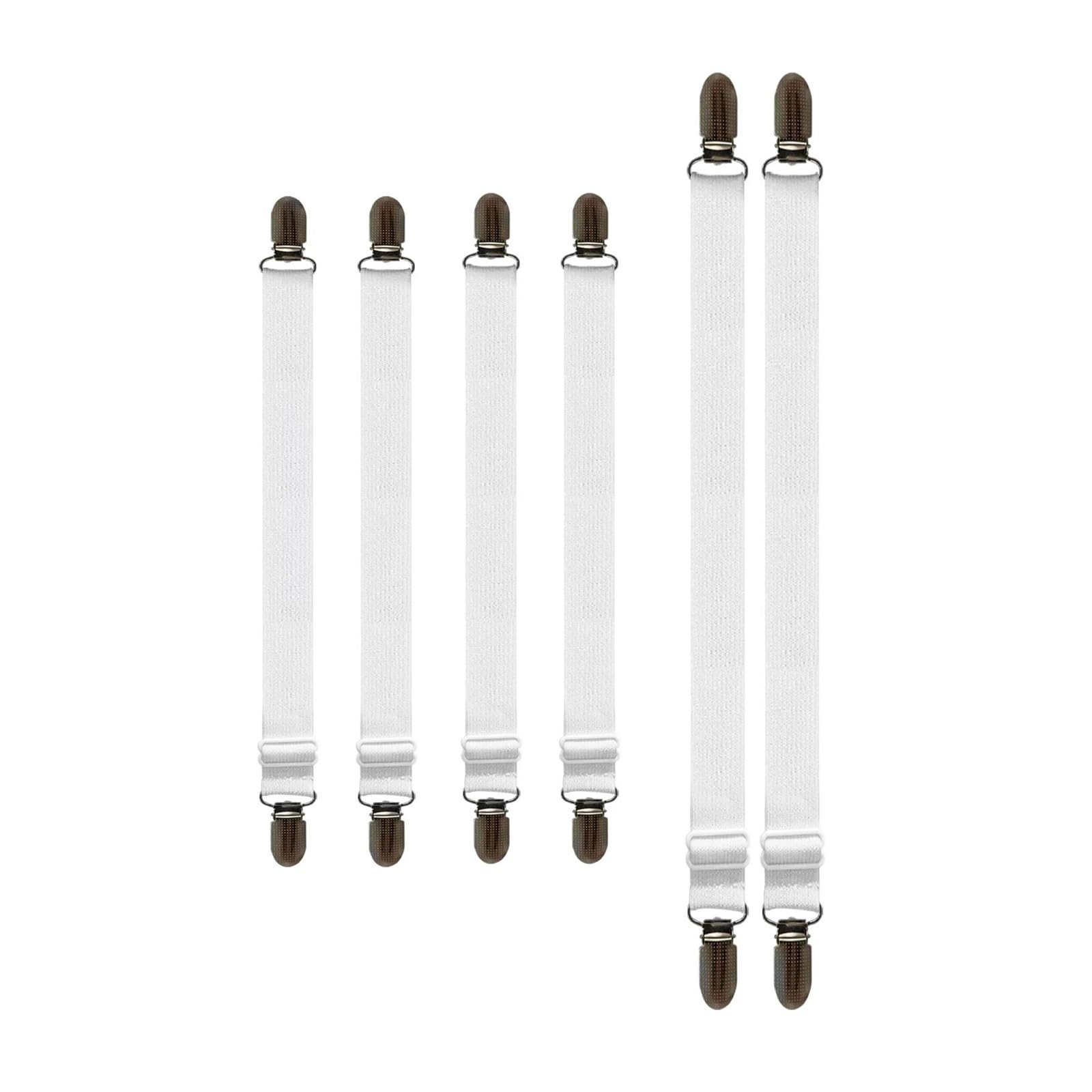 PFMSAAF bed sheet clips Bed Sheet Suspenders Adjustable Holder Straps Fasteners Heavy Duty Grippers for Mattress Pad Cover for bed(WHITE)