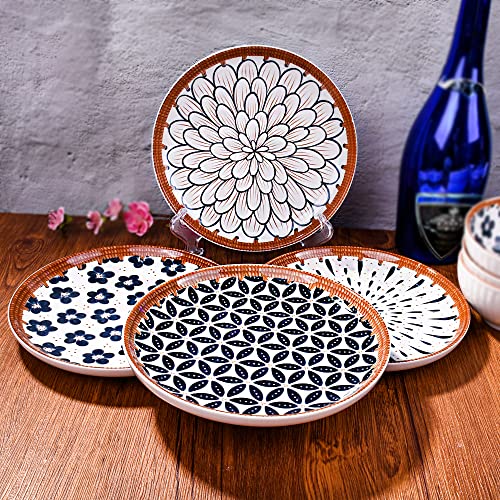 Whitenesser Dinner Plates Porcelain Dessert, Salad, Appetizer Plates Set,7.8 Inch Ceramic Serving Dishes Plates Set For Salad,Dessert,Steak,Pasta,Set Of 4, Oven & Microwave, Dishwasher Safe #TOP4