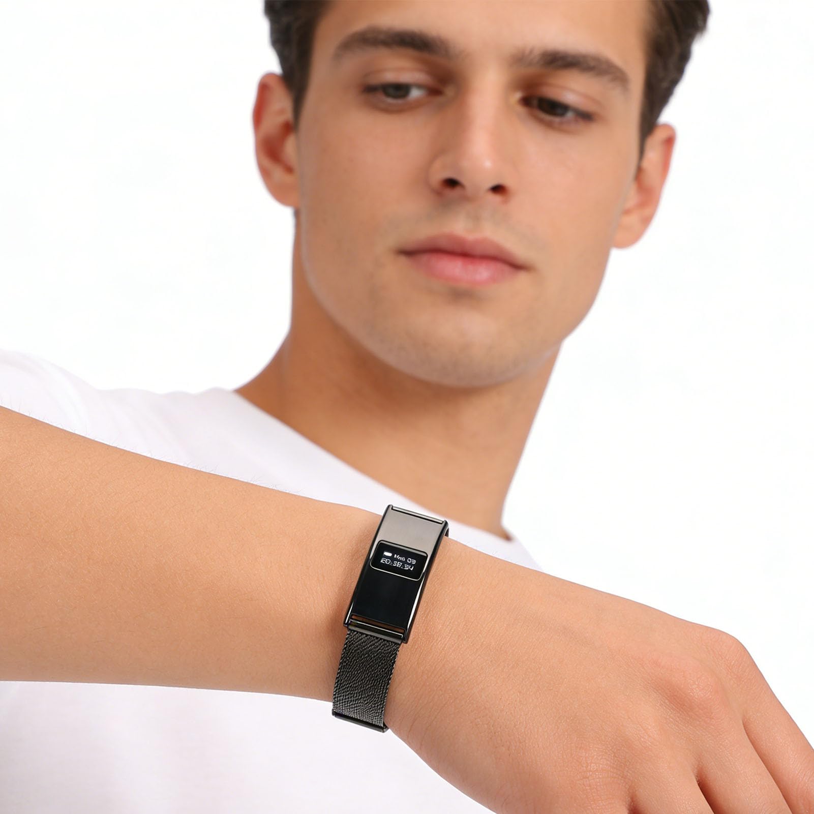 Topiky Pulsera Inteligente, Rastreador de Salud y Actividad Física, Pulsera de Actividad Física Portátil, Rastreador de Sueño 24 Horas, de para Hombres y (Black)