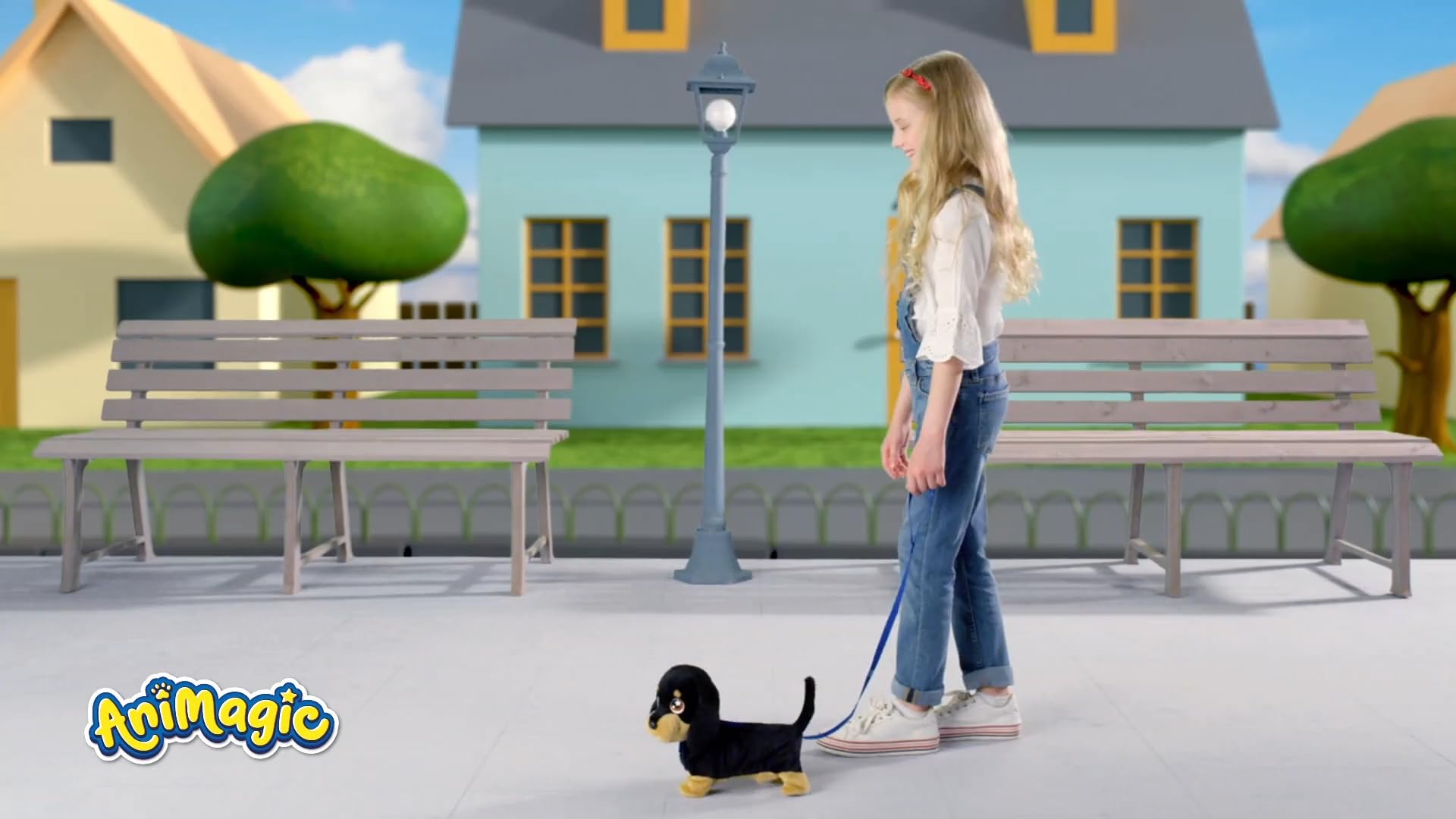Animagic Waggles, Peluche Cane Bassotto Interattivo Dai 2 Anni in Su, Cane Giocattolo Che Cammina e Abbaia, Il Vostro Nuovo Amico Animale che Va Ovunque con Voi