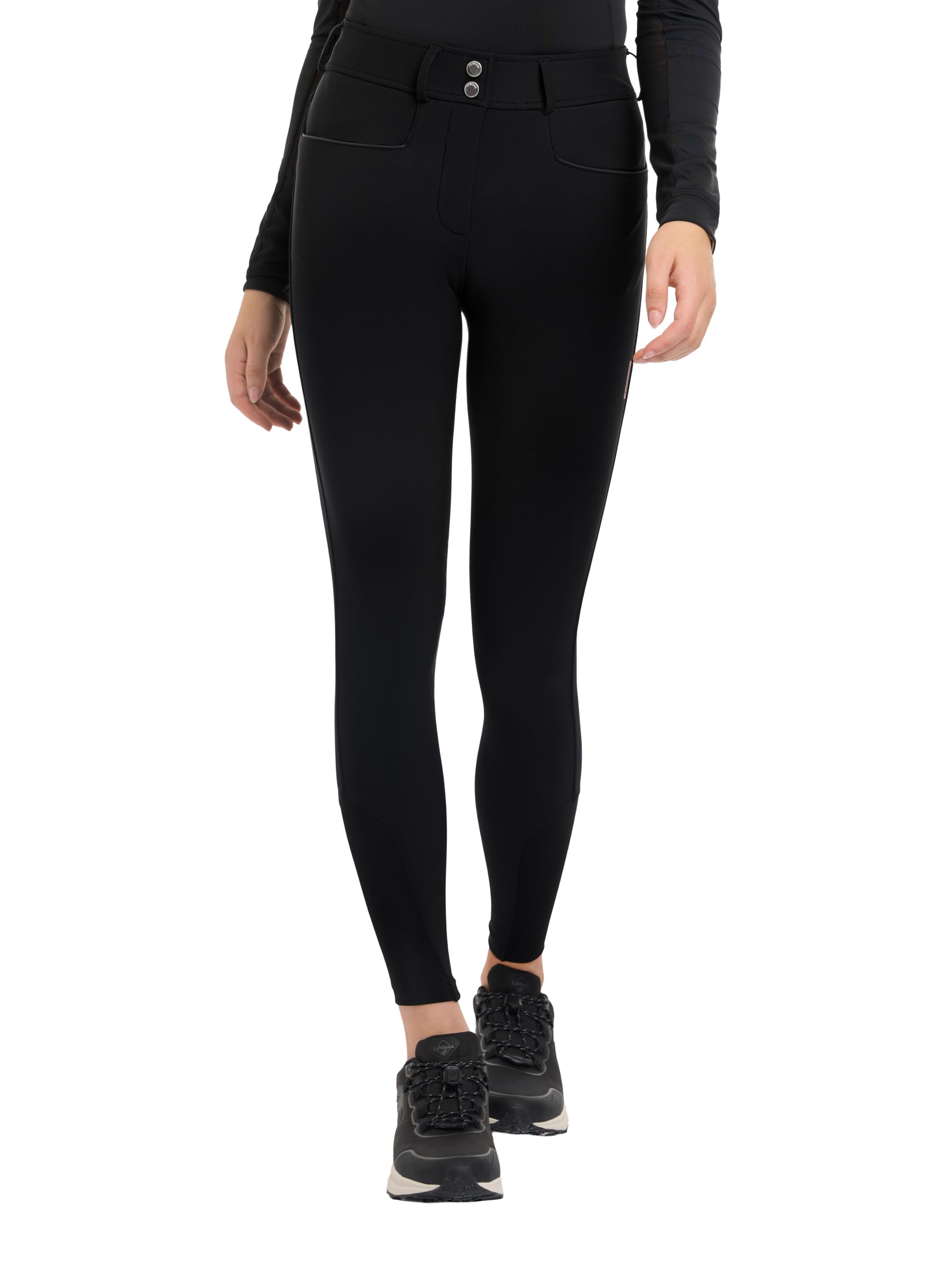 Lemieux Women's Black Isabelle Knee Grip Breeches - Four Way Stretch - Belt Loops - Uk12