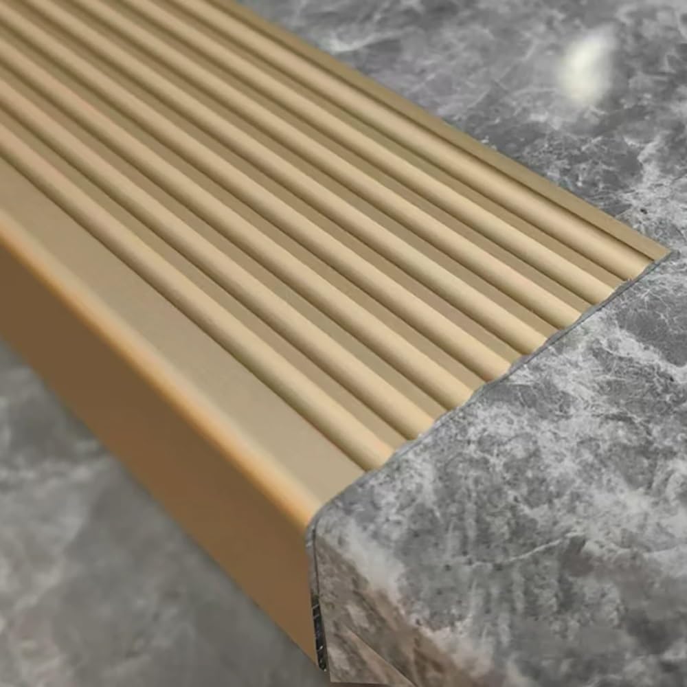 Perfil De Borde De Escalera En Forma De L, Antideslizante Perfil De Protección De Peldaños Aluminio, Protección De Bordes para Escalones Y Pisos(Gold,6x3cm)