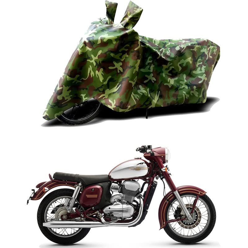 Image of 100% Water Resistant Bike Scooty Two Wheeler Body Cover Compatible for Jawa Single Channel Disc /UV-Rays /Heat Protection /Birds Dropping /Scratchproof /Dust Proof /Waterproof /All [Green MJ]
