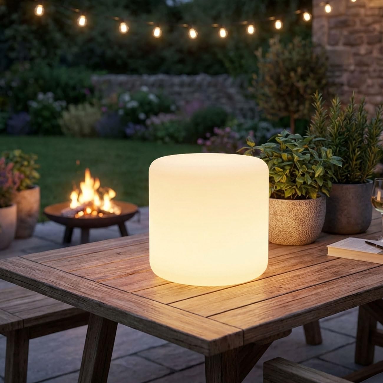 ideoon Moderne LED Solar Zylindrische Tischlampe & Gartenleuchte mit Erdspiess, RGBW Farbwechsel, USB aufladbar, IP44 wetterfest - ideal für Ihren Garten (2)
