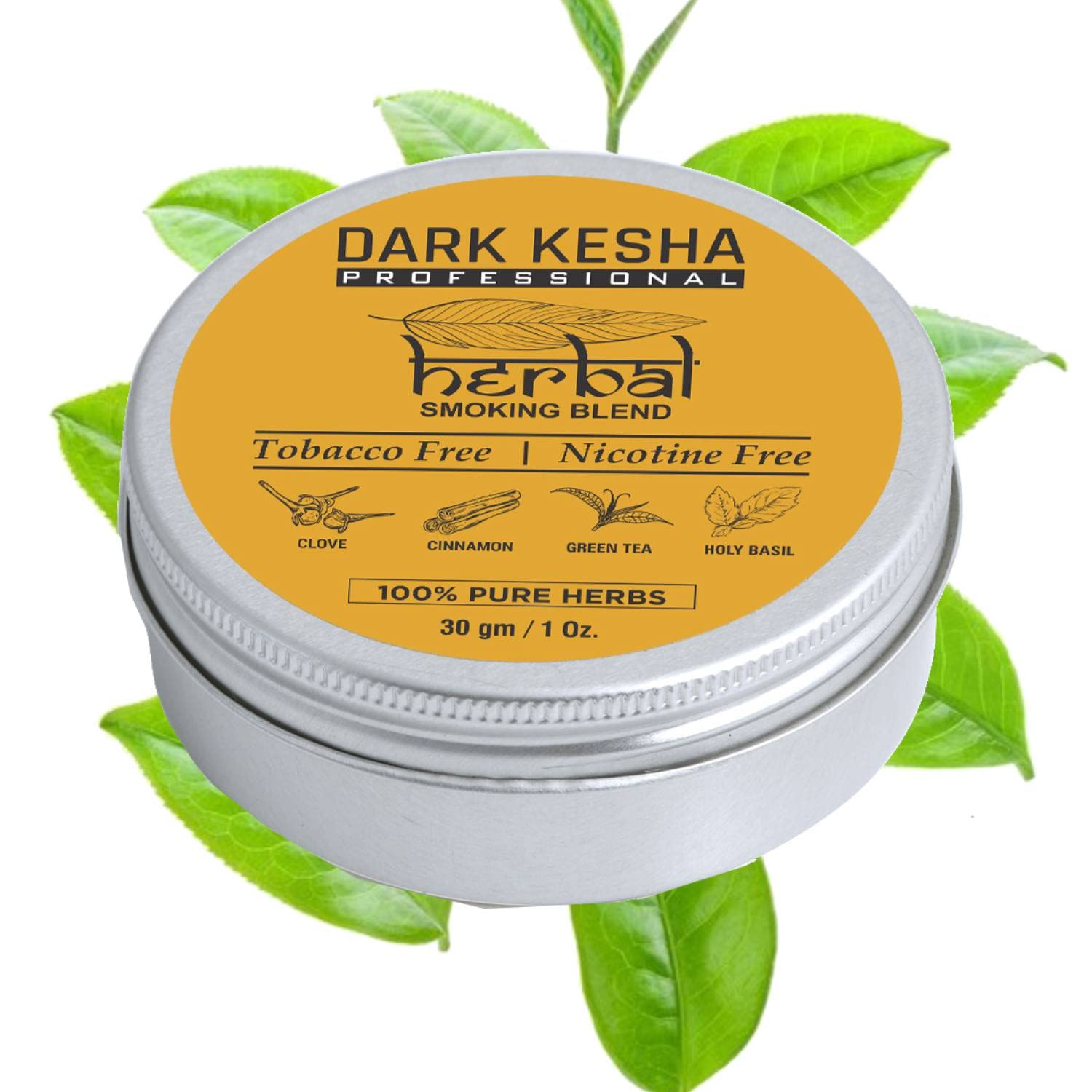 Dark Kesha Herbal Organic Mixture For Smoking 30g Container | 100% Tobacco Free & Nicotine Free Mixture Herbal Smoking Blend Mix With Ayurvedic Herbs Clove, Tulsi, Cinnamon, Green Tea)-image-3