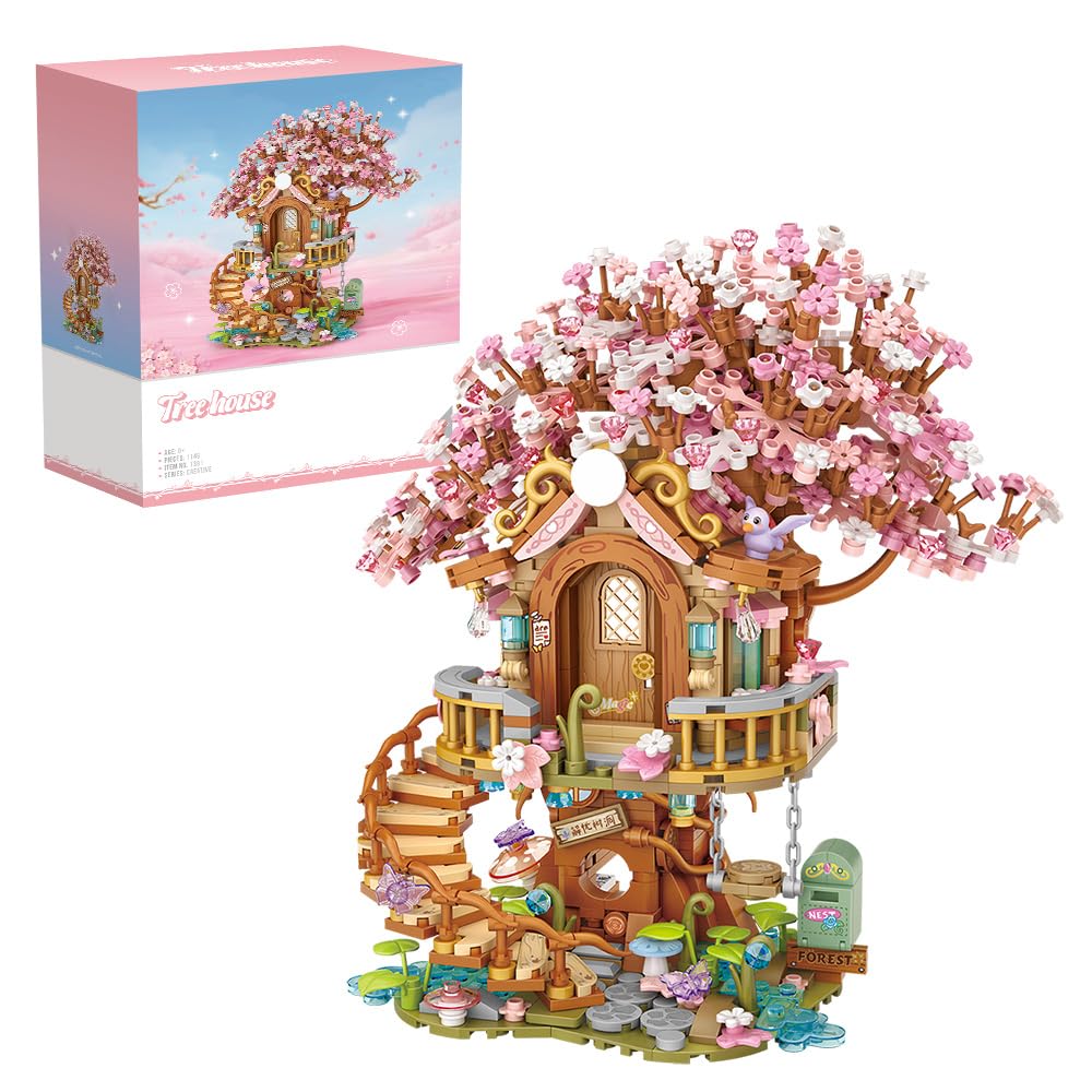 Cherry Blossom Bonsai Tree Building Sets,Japanese Tree House 1149pcs Mini Bricks Toys for Adult Kids Age 8+