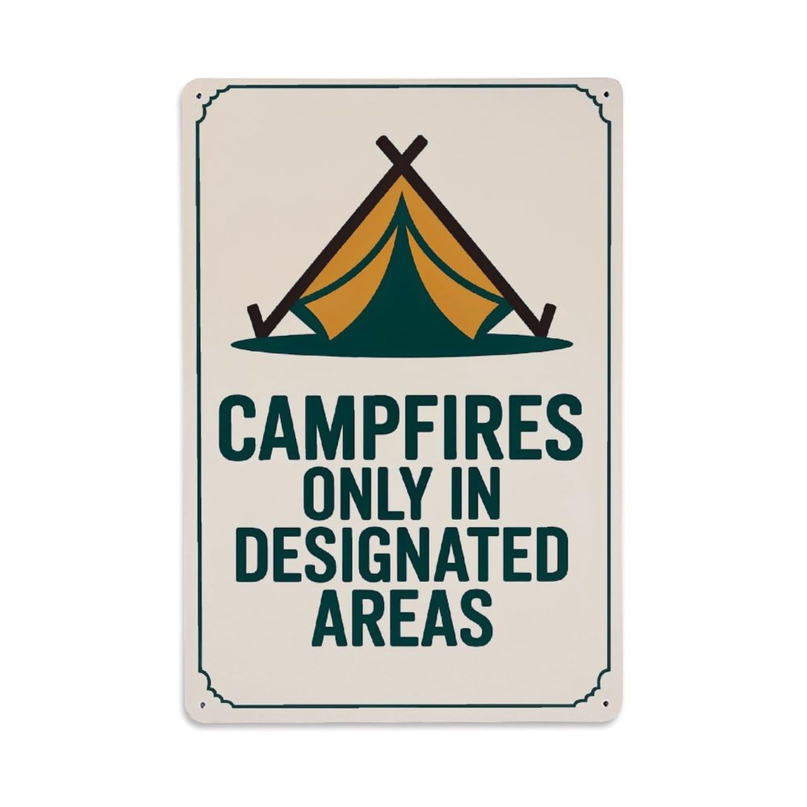 Jdfenggu Vintage Campfires Only In Designated Areas Retro Metal Tin Sign, Metal Poster For Bar, Home, Man Cave, Kitchen, Laundry Room Art Decor 8X12 Inch