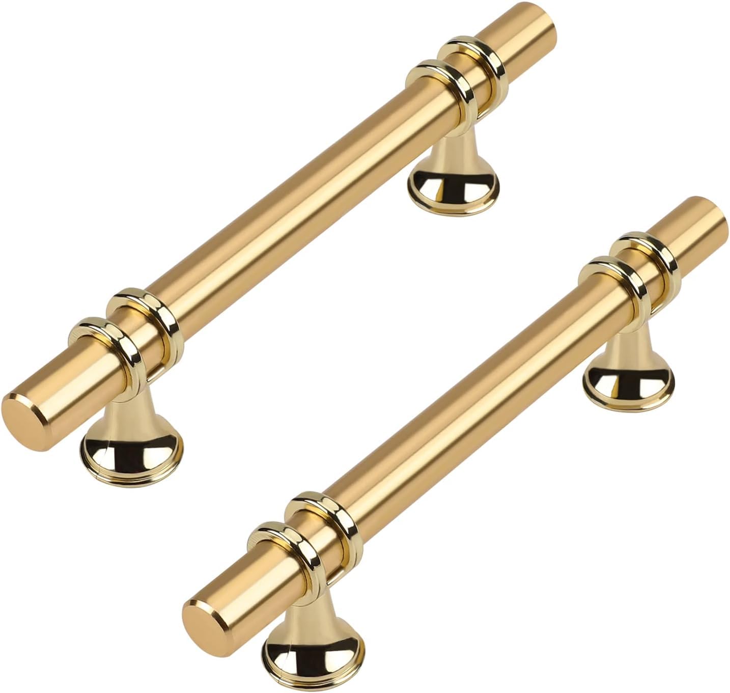 Haliwu 20 Pack Gold Cabinet Handles, Brushed Brass Cabinet Pulls Kitchen Cabinet Handles Barrel Cabinet Handles Champagne Gold Pull Kitchen Hardware, 3-3/4 inch(96mm) Hole to Hole Center