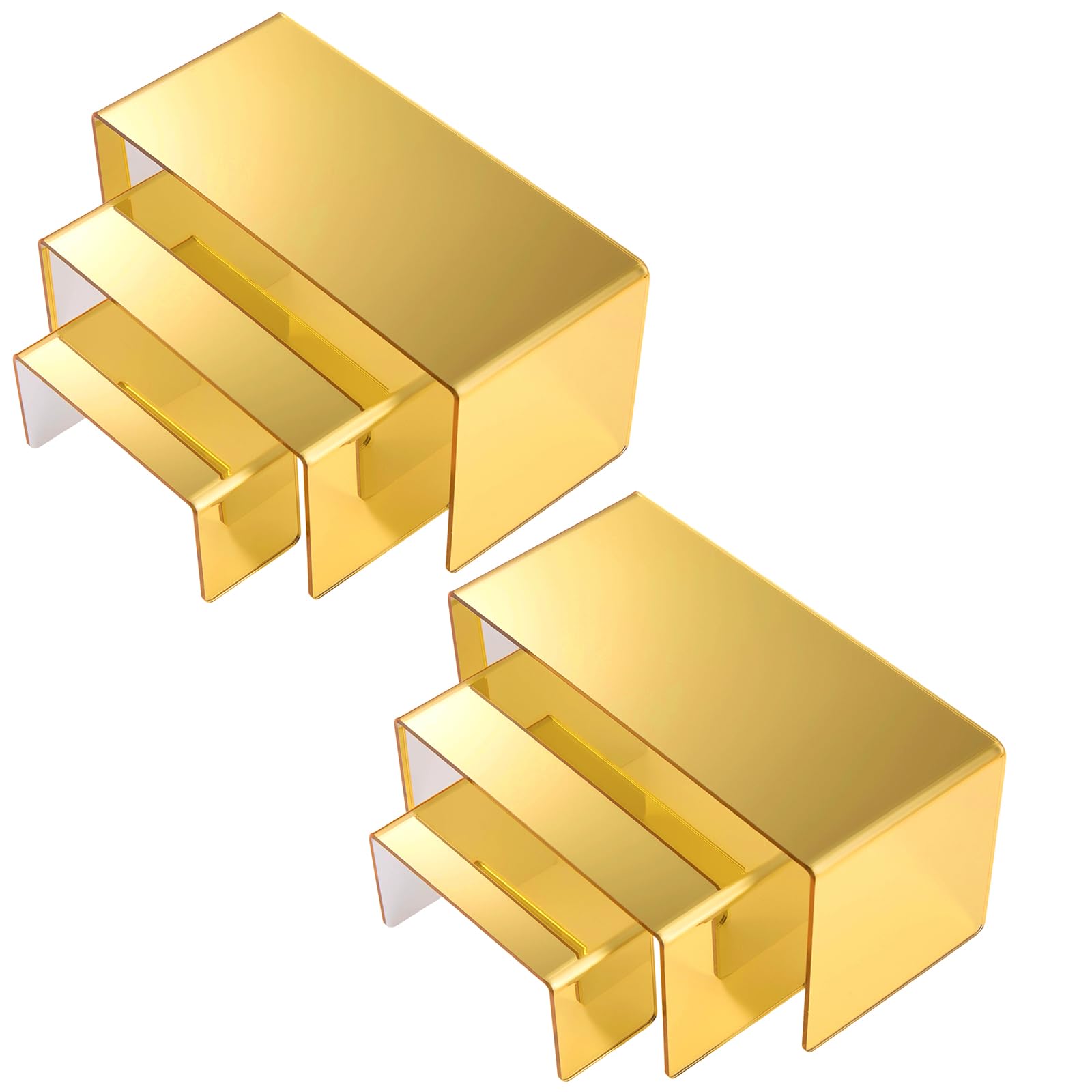 Chuangdi 2 Sets Acrylic Display Risers, Figure Stand, Gold, Large Set