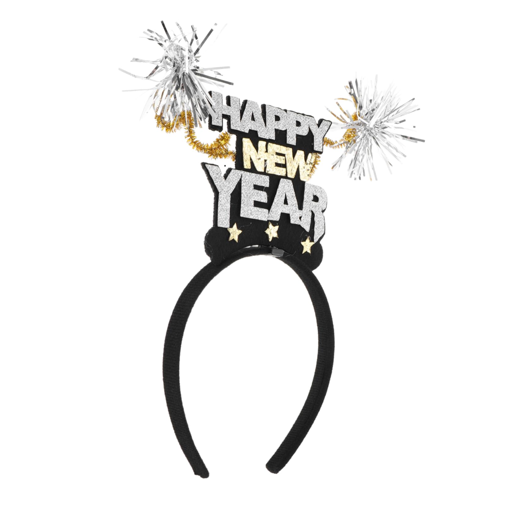ibasenice Happy Year Headband with Tinsel Festive Hair Accessories for Celebrations Comfortable Party Prop for Year Eve Events Eye-catching Design for
