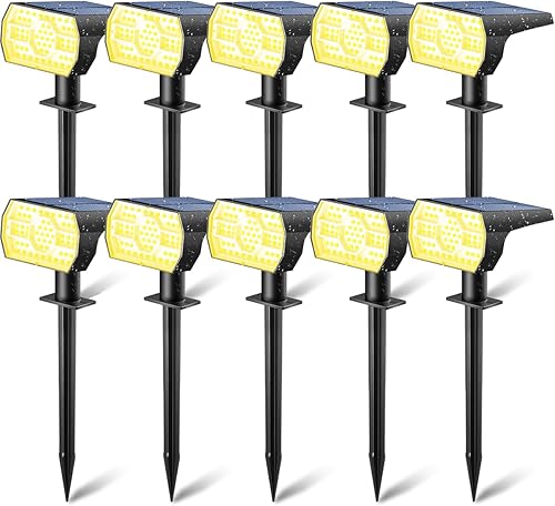 Miniatura 11 de Kaxiida Luces solares para exteriores impermeables IP68, 3 modelos de iluminación, luces solares de punto al aire libre con 56 LED, de atardecer a