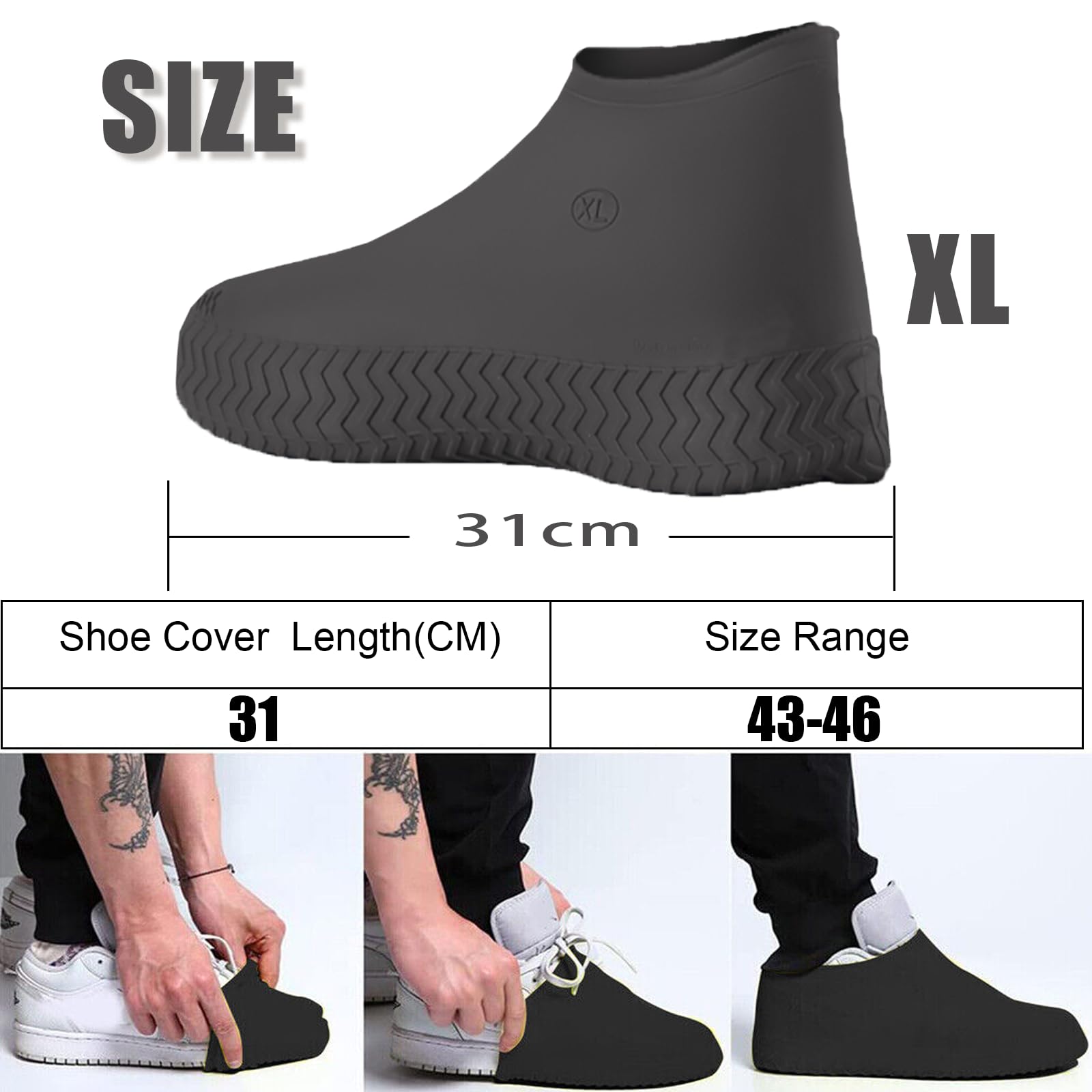 Ahigh Schuhuberzieh Wasserdicht,3 Paare Schuh Überzieher,Schuhüberzieher Einweg/Mehrweg Latex-Regenschutz Schuhe,Schuhüberzieher Rutschfest für Regen,Schneetag,Wüstenstrand,Schlammige Straßen