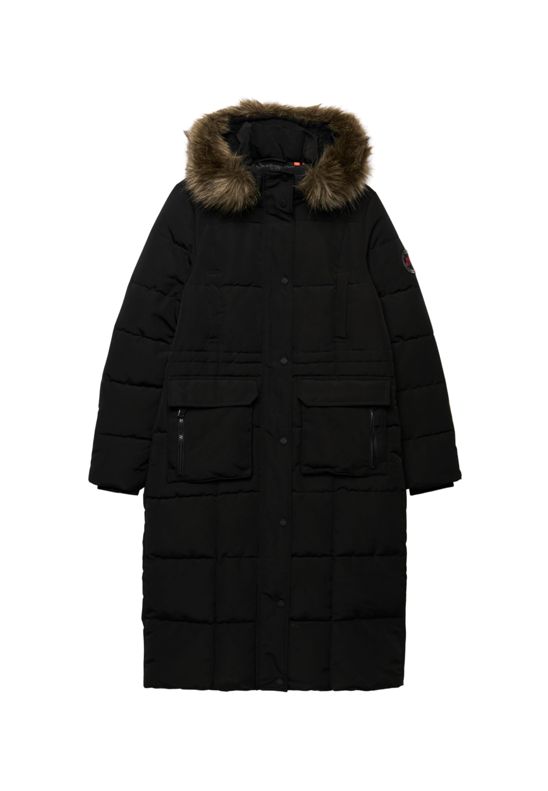 Superdry Women's EVEREST LONGLINE PUFFER COAT Jacket, Jet Black,