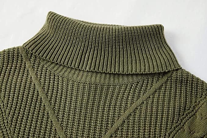 Womens Chunky Turtleneck Sweaters Plus Size Long Sleeve Cable Knit Casual Loose Jumper Tops - Image 4