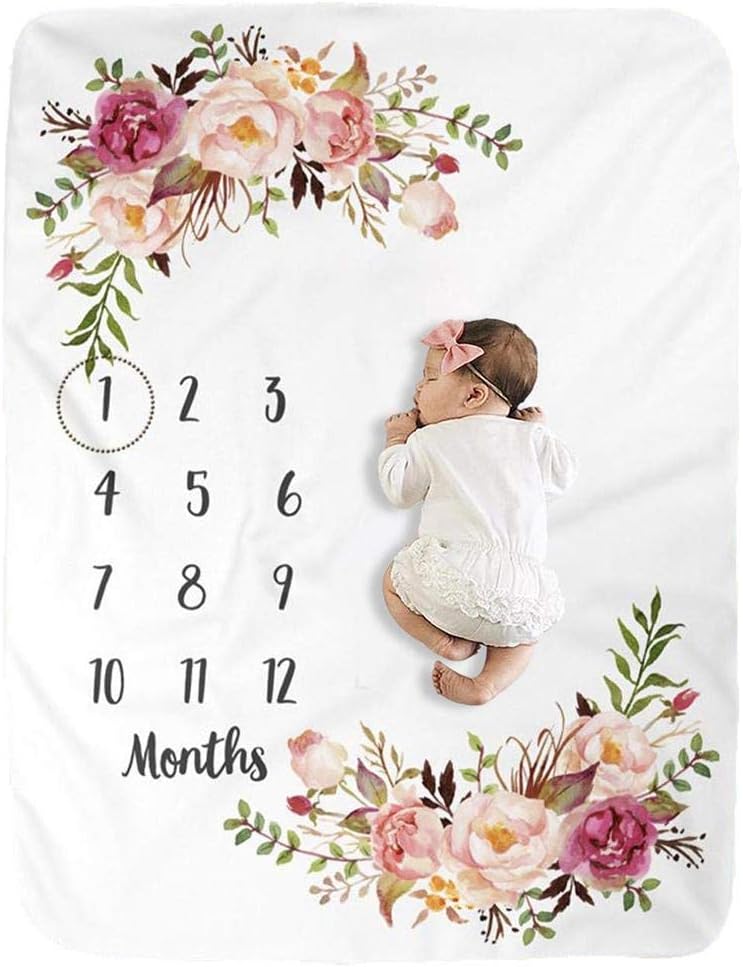 domiluoyoyo Baby Milestone Blanket, Girl Boy Newborn Photography Premium Fleece Baby Monthly Shower Blanket
