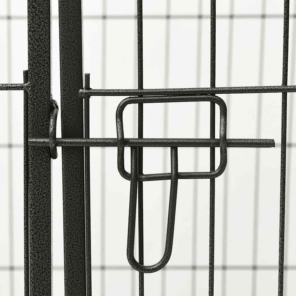 vidaXL Dog Playpen Black Powder-Coated Steel 36.0x23.2x24.0 in Foldable