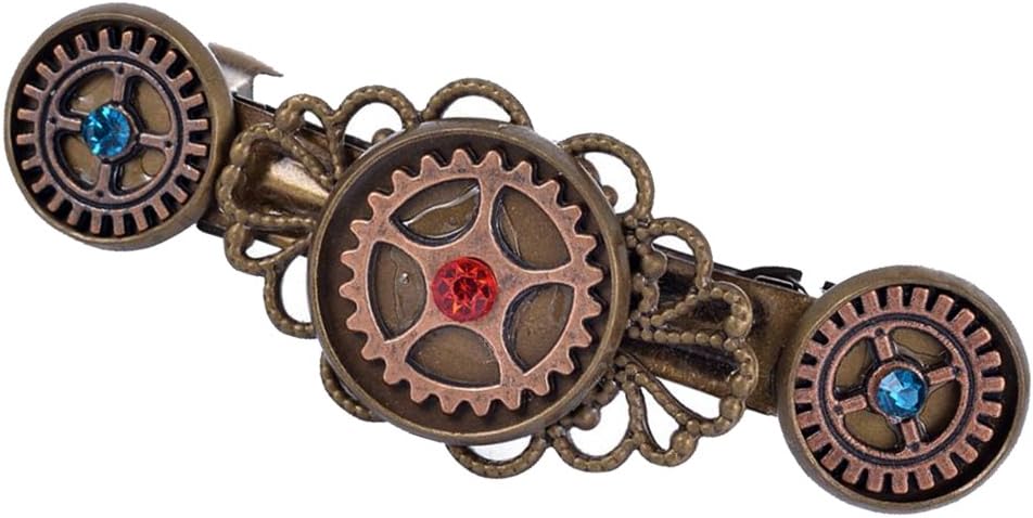 NYLSAVintage Crystal Rhinestone Steampunk Gears Hair Clip Barrette Hair Accessory