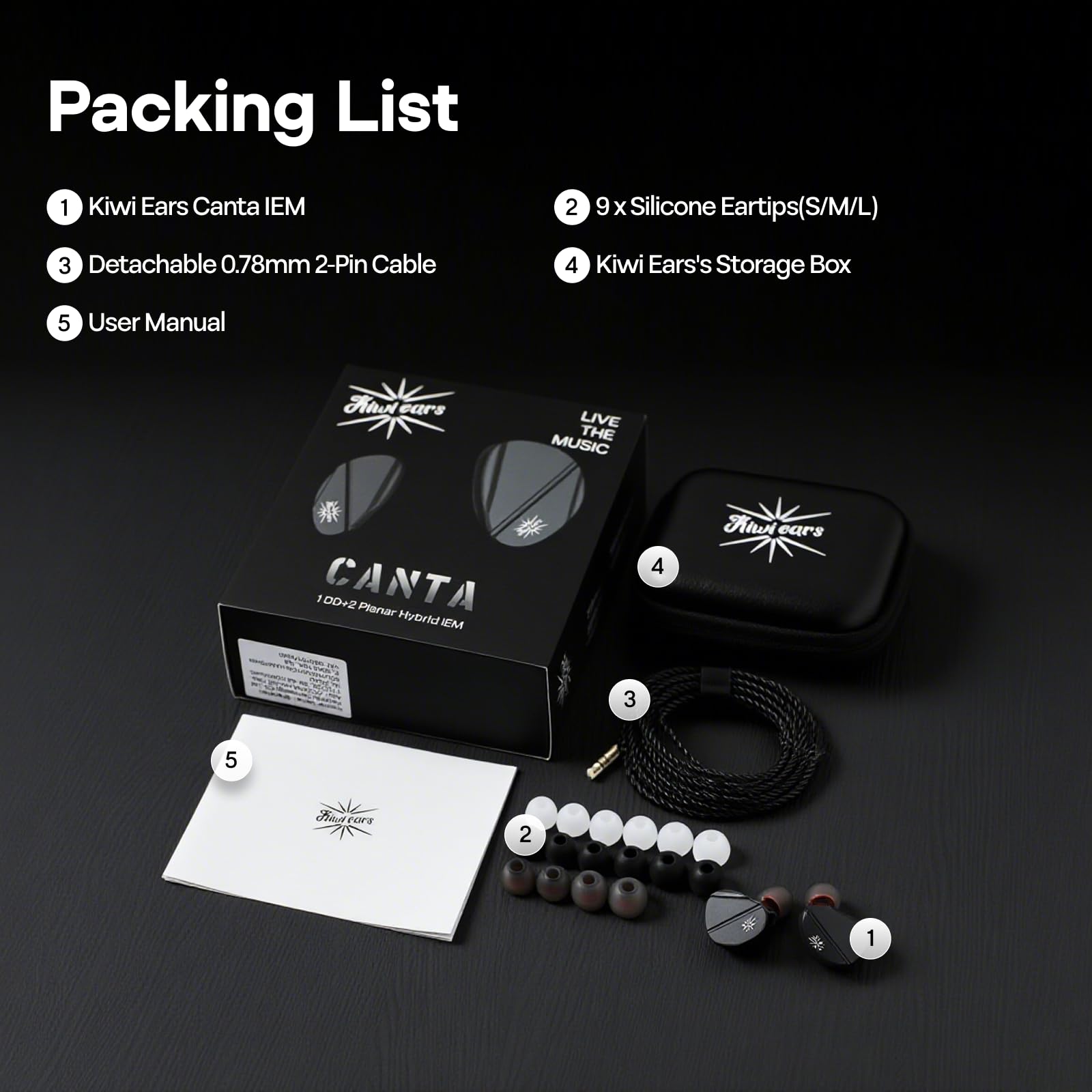 Linsoul Kiwi Ears Canta Ecouteurs Intra-Auriculaires, écouteurs Hybrides 1DD+2Planar, Écouteurs pour Jeu vidéo, Ecouteurs HiFi filaires, avec câble IEM détachable pour Musicien Audiophile
