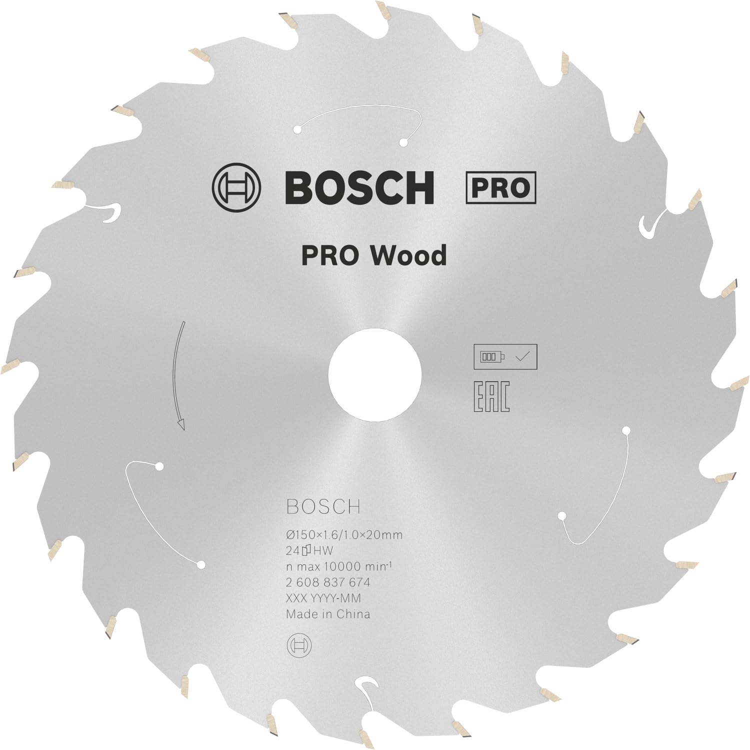 Bosch PRO Cordless Wood Cutting Circular Saw Blade 150mm 24T 20mm