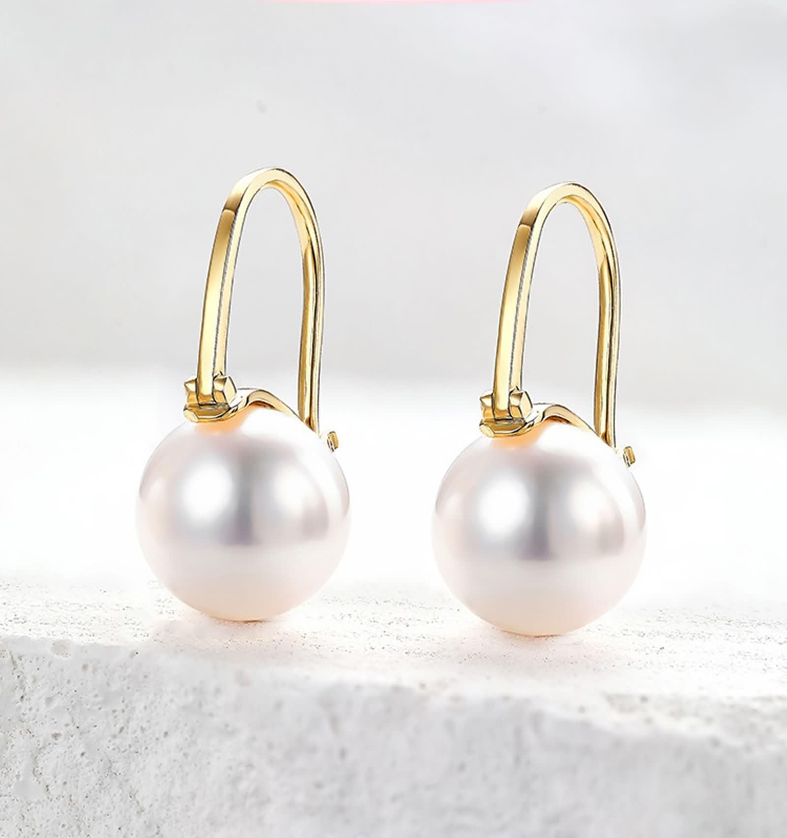 Damen Ohrringe für Hochzeit 9K / 14K / 18 K Gold, Perle, Schmuck Damen Weiß Ohrringe