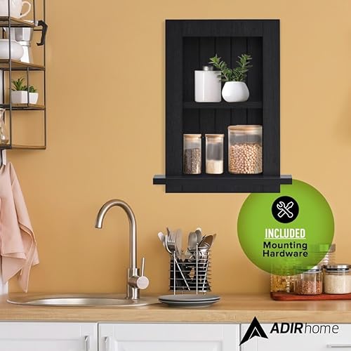 Miniatura 5 de Nicho de pared empotrado, botiquín empotrado negro completamente montado