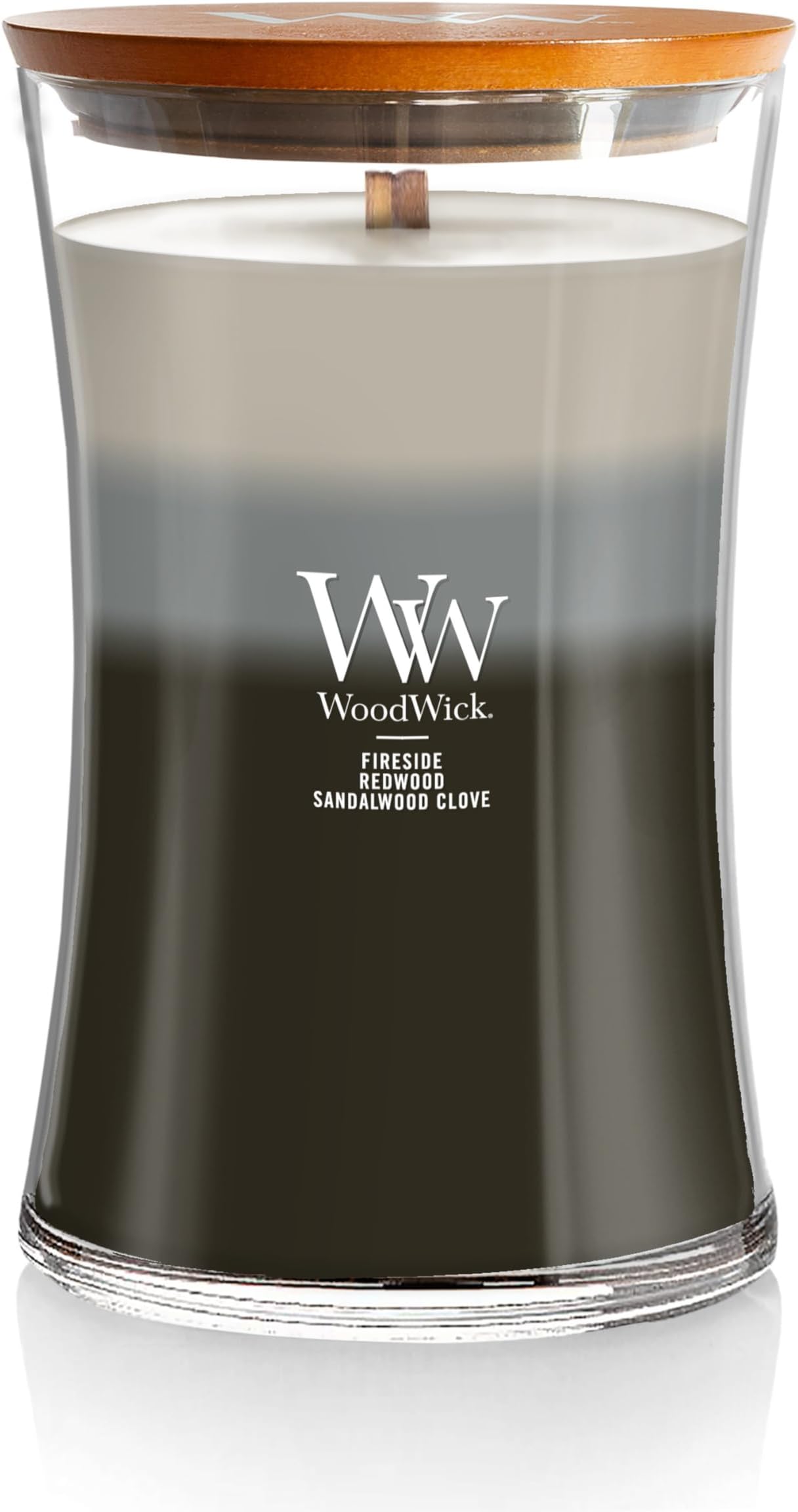 Warm Woods Trilogy Holiday Candle Gifts for Women and Men, 21.5 oz Large Hourglass Trilogy Candle with Crackling Wick