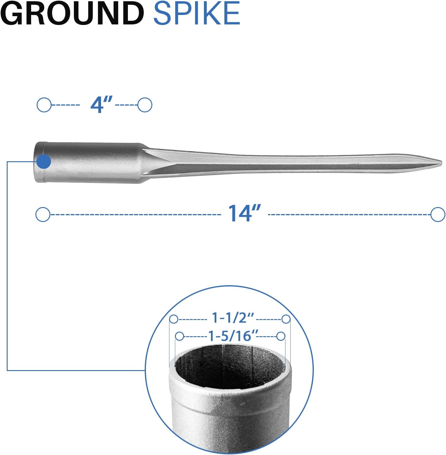ECOOPTS 5 Pack Aluminum Fence Post Anchor Ground Spike, 1-5/16" Inner Diameter Round Pole Sleeves for Backyards Gardens Yards Porches Grass Clay Dirt - Image 3