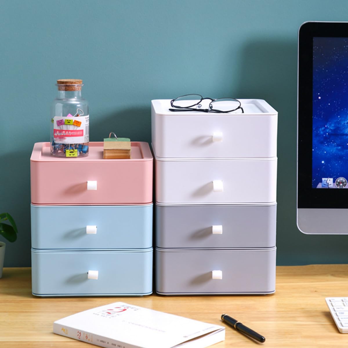 Scrivania Multi-Livello Portaoggetti Scomparti Multipli per Casa e Ufficio Organizer per Cavi e Dispositivi Elettronici