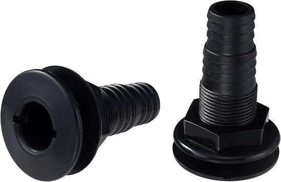 BROYEUR 2Pcs Thru Hull Fitting,Thru Hull Connector Fitting Drain Fits 3/4",1" Inch Hose