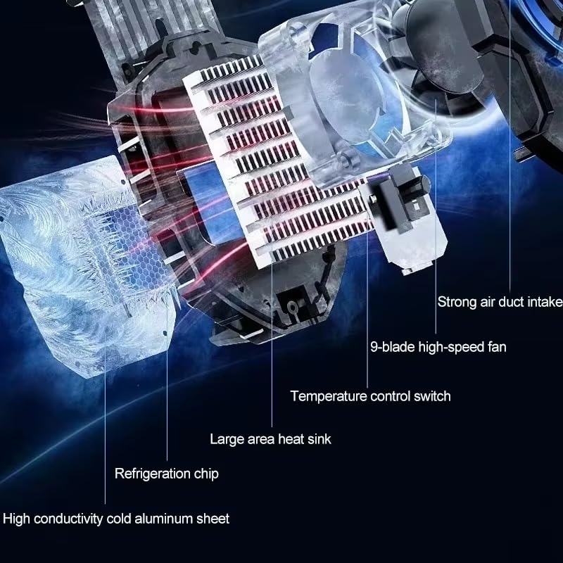 Image of BKN Fast Cooling X Memo DLA7 Mobile Cooler with Blue Light Adjustable Portable Gaming Semiconductor Cooling Radiator for Gaming, Live Streaming with 2 Speed Gears