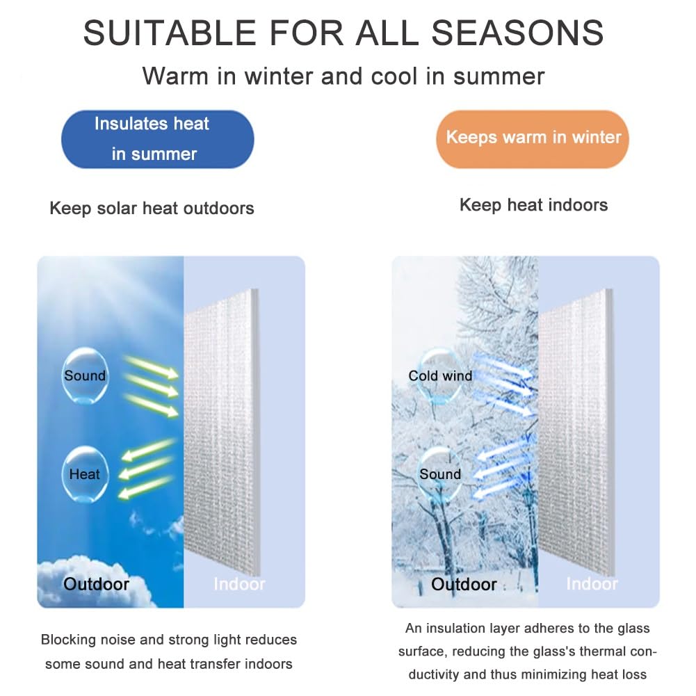 Kit Isolante Termico per Finestre Riutilizzabile, Tenda Termica Isolante Freddo e Caldo, Pellicola Oscurante Isolamento Termico Vetri Finestre, Inverno Contro Freddo(70 x 500 cm)