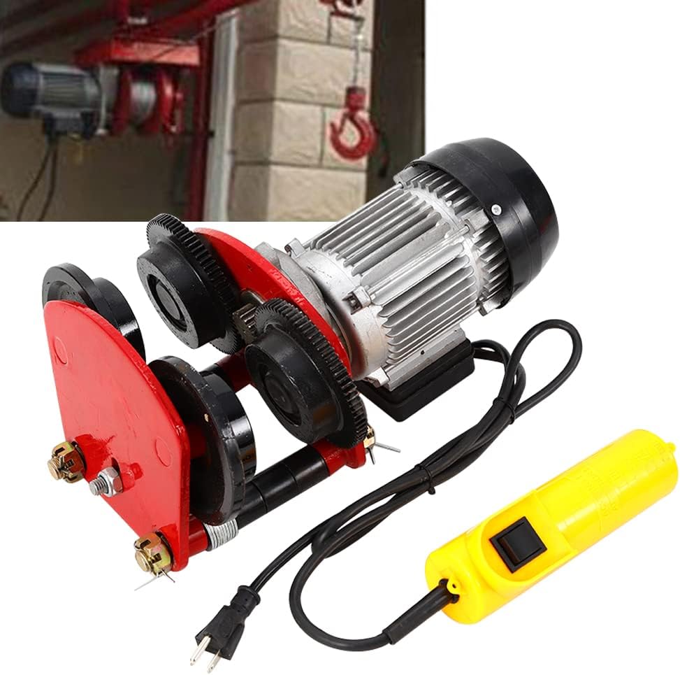 Electric Hoist Lift 2000LBS Overhead Electric Motor Hoist Trolley Garage Winch Crane w/I-Beam Links, Remote Control, 1400r/m