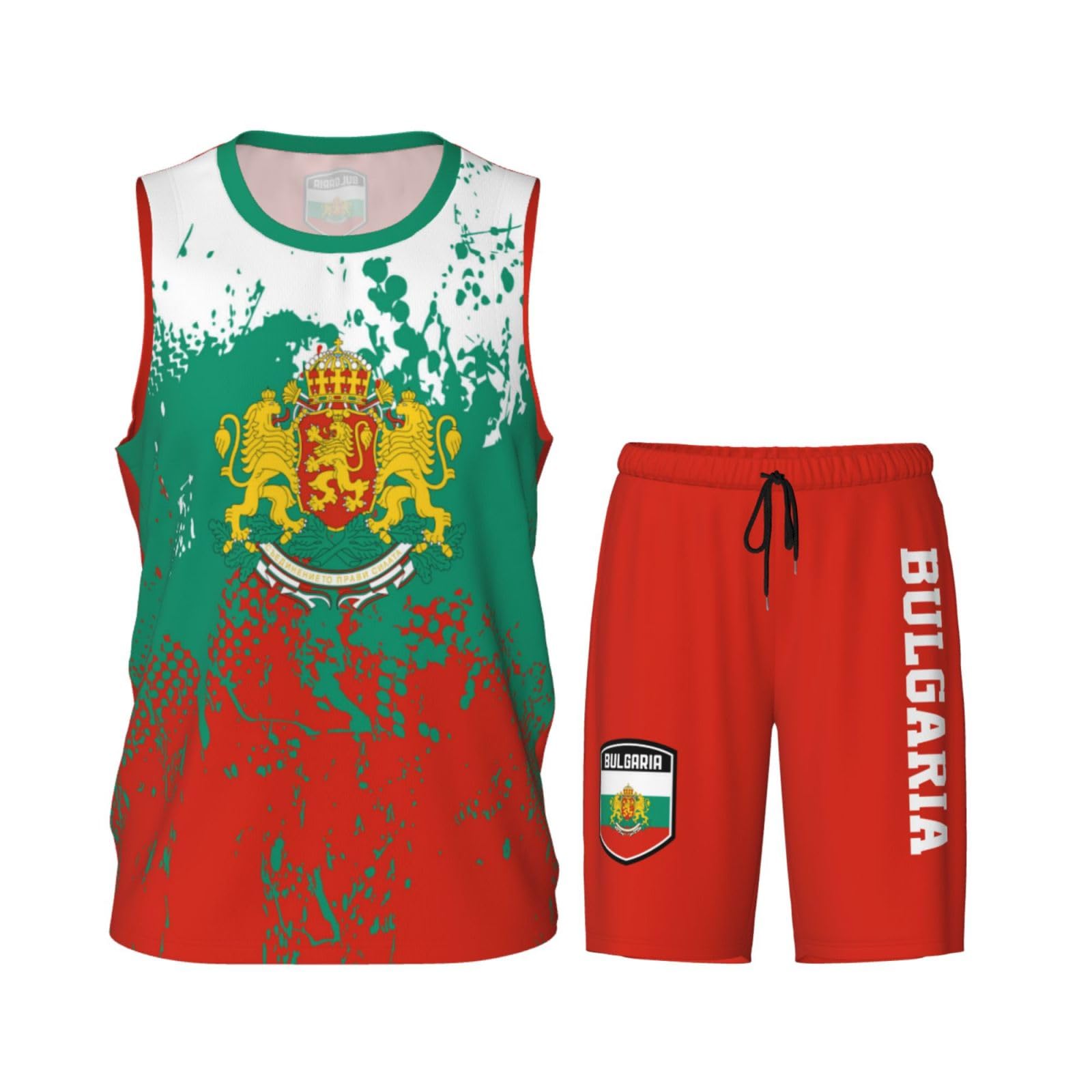 Bulgaria Flag Grain (3) Basketball Jersey Uniform Suit for Men Women Adults Training Athletic Set
