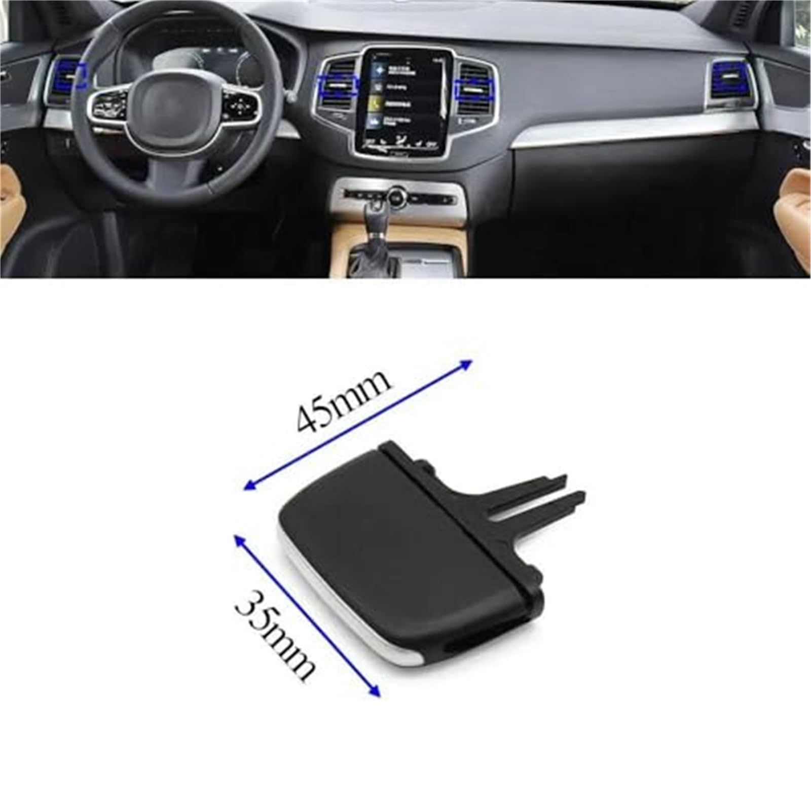Dla VOLVO, XC90 V90 S90 samochodowy klips nawiewu klimatyzatora zestaw naprawczy przednia tylna kratka wentylacyjna AC zakładka wylotowa suwak Zacisk wentylacyjny(BLACK 2 pcs)