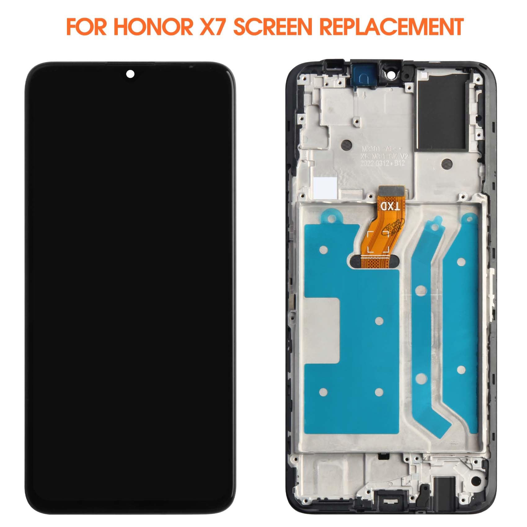 AGCUT Display LCD per Honor X7 Display LCD per Honor X7 CMA-LX1 LX2 LX3 6,74 Pollici Schermo di Ricambio Digitalizer Touchscreen Assemblea con Riparazione, Nero con Telaio