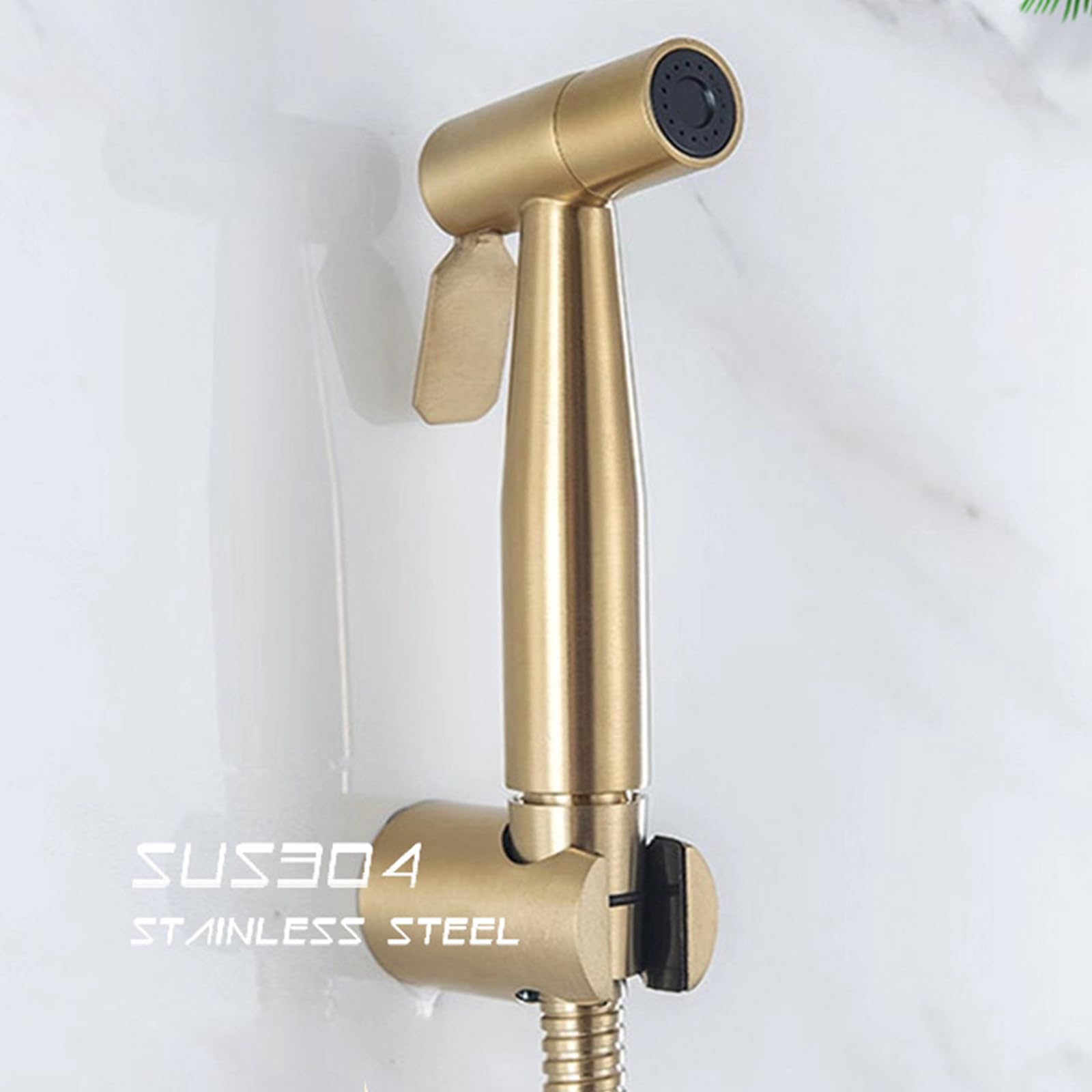 Doccetta Bidet Acciaio Inossidabile, Alta Pressione doccetta per Bidet, Oro Spazzolato Idroscopino per WC, Bidet Portatile Kit Doccetta con Staffa e Tubo Doccia