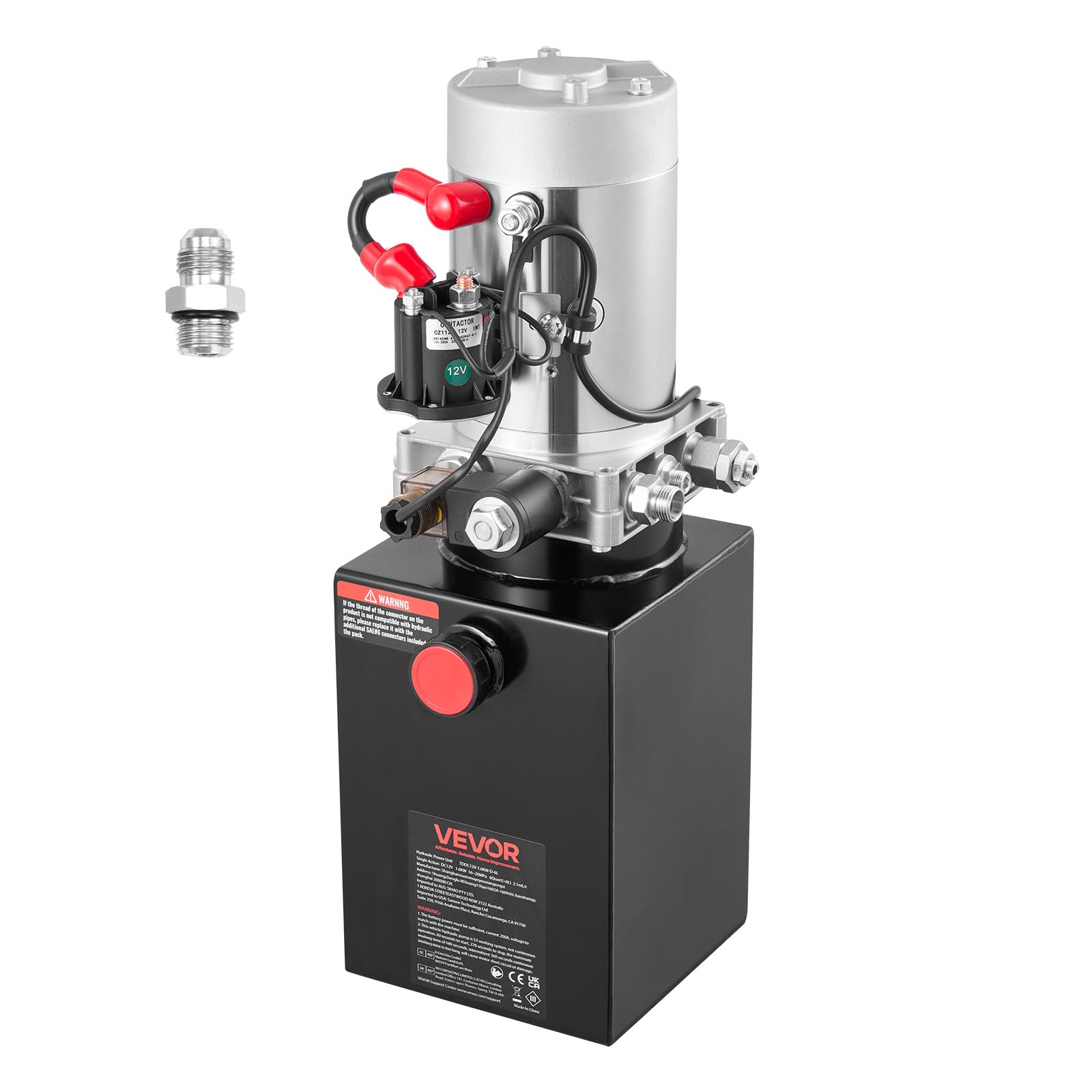 VEVOR Pompa Idraulica per Elevatore 1600 W Azione Singola Pressione 2320-2900 PSI Centralina Idraulica Rimorchio Ribaltabile con Serbatoio Olio in Metallo Volume 2,1 mL/r da Officina Garage, Nero