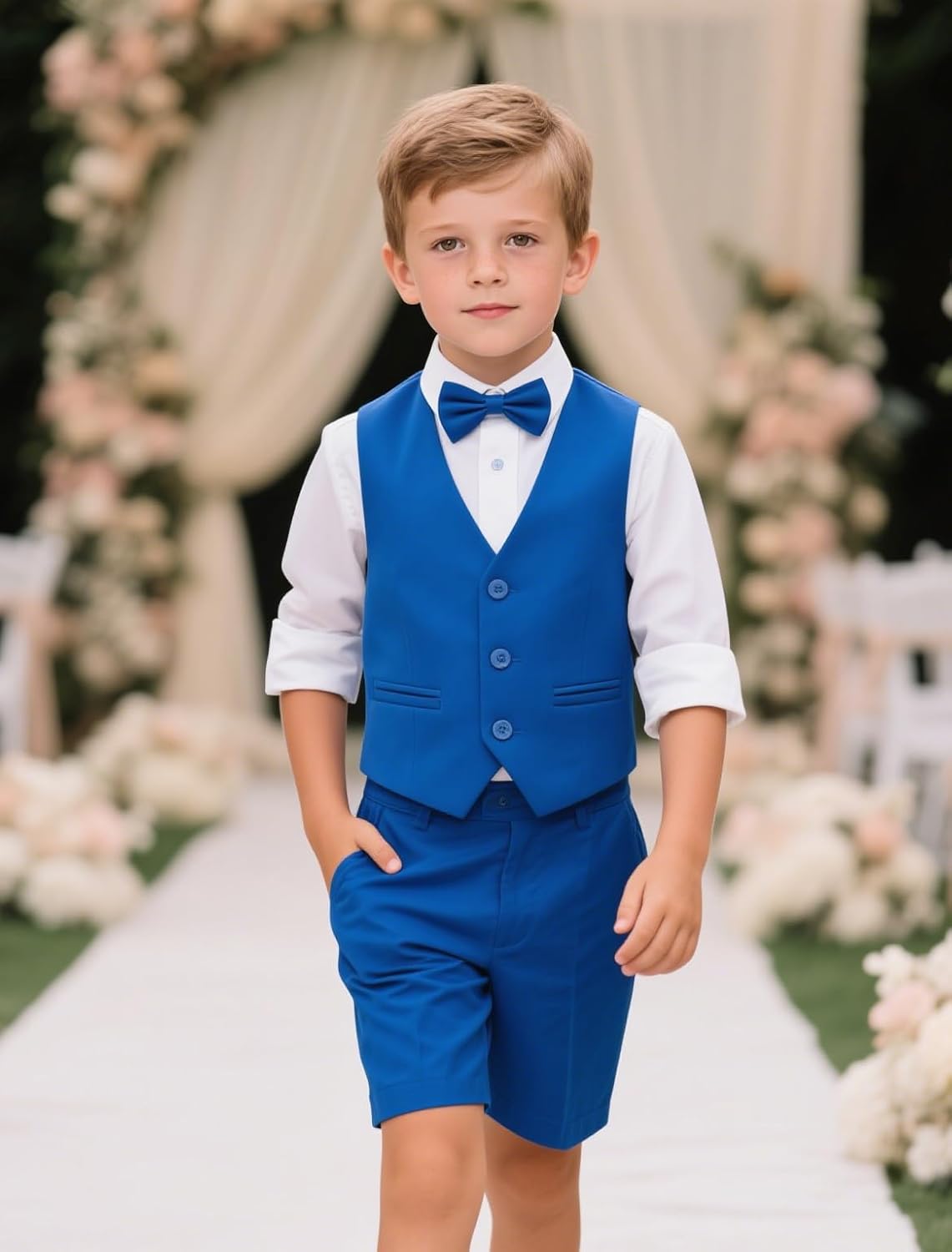 Boys 2 Piece Vest Short Pants Suits Toddler Tuxedo Suit Set for Teen Boys Kids Wedding Ring Bearer Outfit
